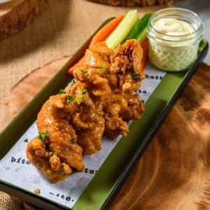 mango, coconut and Thai red chili glaze tenders