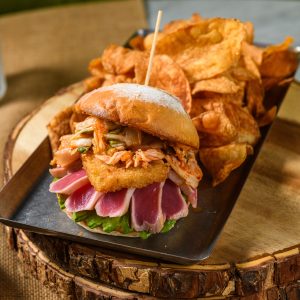 Thai-style seared tuna “burger”