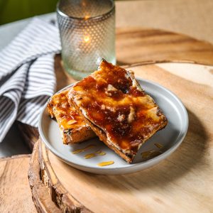 crostini with brie spread & apple butter.